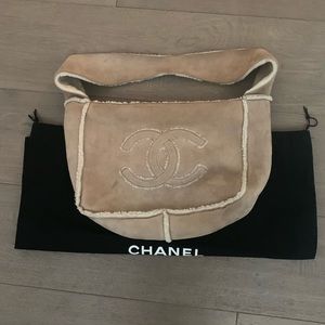 Chanel shearling bag.  In pale taupe.